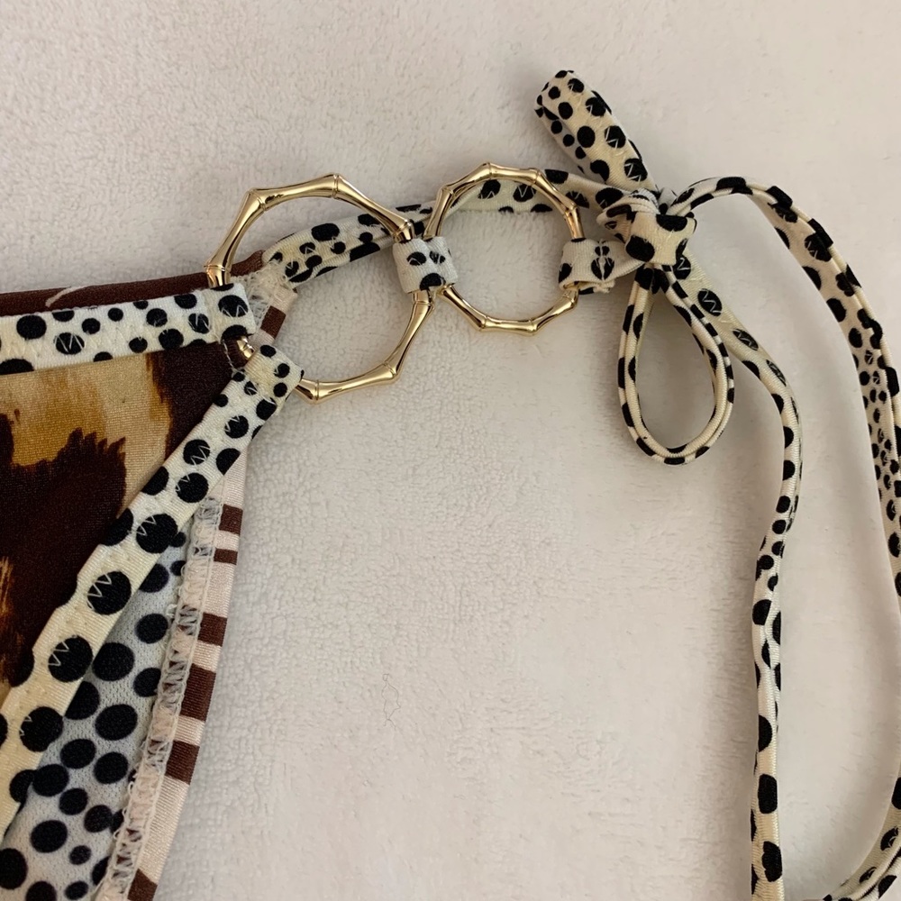 River Island Leopard Ring Triangle Bikini Bottoms Sz 6 - Picture 4 of 12